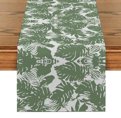 Nyári trópusi növény teknős hátul Asztalfutók Öltöző Dekor konyhai Ünnep Party Asztali futó Mosható étkező hosszú ruha