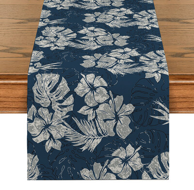 Nyári trópusi növény teknős hátul Asztalfutók Öltöző Dekor konyhai Ünnep Party Asztali futó Mosható étkező hosszú ruha