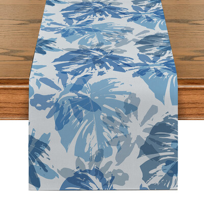 Nyári trópusi növény teknős hátul Asztalfutók Öltöző Dekor konyhai Ünnep Party Asztali futó Mosható étkező hosszú ruha