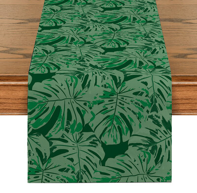 Nyári trópusi növény teknős hátul Asztalfutók Öltöző Dekor konyhai Ünnep Party Asztali futó Mosható étkező hosszú ruha