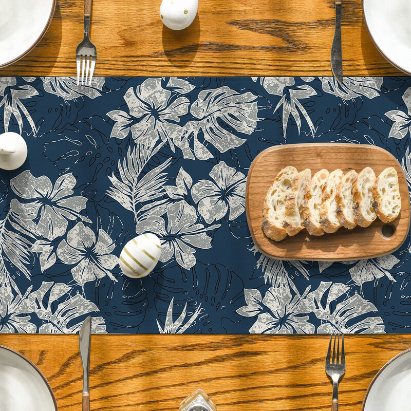 Nyári trópusi növény teknős hátul Asztalfutók Öltöző Dekor konyhai Ünnep Party Asztali futó Mosható étkező hosszú ruha