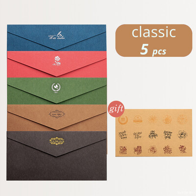 5db Vintage ajándékpapír boríték író levélpapír pecsétmatricákkal képeslap üdvözlőlap esküvői meghívóhoz