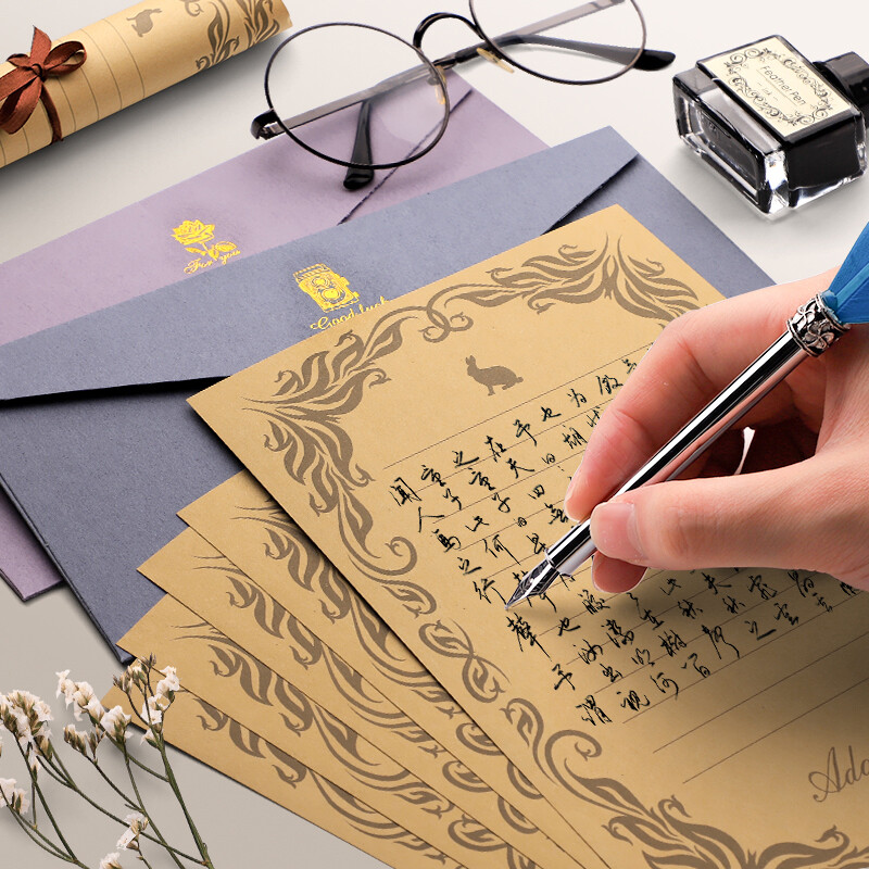 5db Vintage ajándékpapír boríték író levélpapír pecsétmatricákkal képeslap üdvözlőlap esküvői meghívóhoz