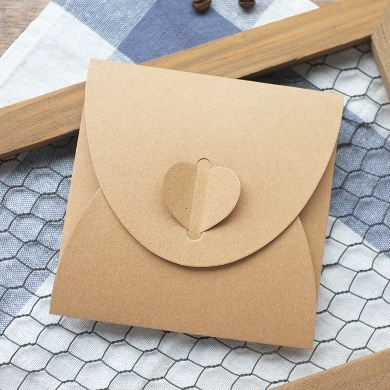 (10 бр./партида) 13*13cm ретро квадратна сърце катарама CD пликове от крафт хартия CD чанти