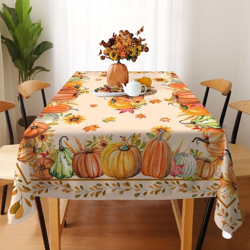 Őszi hálaadás téglalap terítők Őszi akvarell sütőtök juharlevél asztaltakaró otthoni partihoz étkező asztaldísz