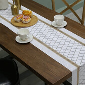 Stolnjak od prirodnog pamuka 33x183 cm Vjenčani ukrasi Pravokutni stolnjak s prugastim spojem u boemskom stilu