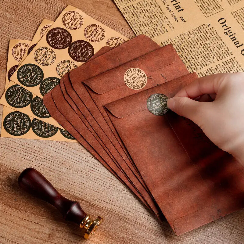20 buc/set plicuri vintage din hârtie kraft, scrisori de scrisori, invitații pentru nunta, geantă, cadouri, pungi, plicuri, autocolante de etanșare