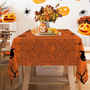 Halloween Spider Web Πορτοκαλί αδιάβροχο τραπεζομάντιλο Διακόσμηση τραπεζαρίας που πλένεται ορθογώνια τραπεζομάντιλα Διακοσμήσεις για αποκριάτικο πάρτι