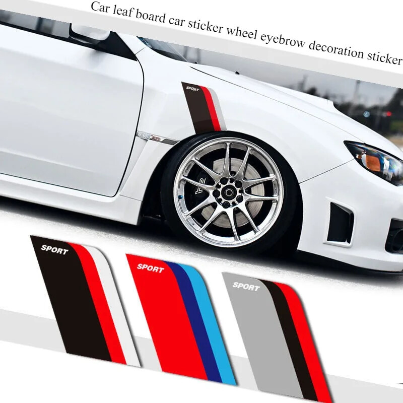 Automašīnas riteņu uzacu rotājums ielīmēts lapu dēlis SPORT modificēta trīs krāsu uzlīme personības radošs ēnojums dekoratīvs auto stic