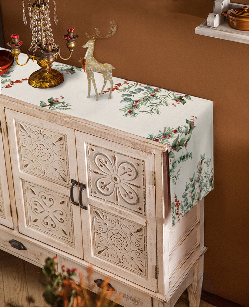 Crăciun, iarnă, eucalipt, pânză de masă, piesă centrală de nuntă pentru măsuță de cafea