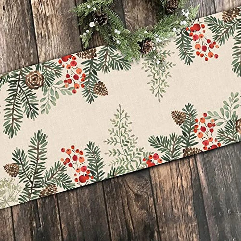 Aleer de masă cu ac cu con de pin, aleer de masă cu plante cu acuarelă, decor de bucătărie de acasă, decor rustic de vacanță pentru restaurante, consumabile pentru petreceri