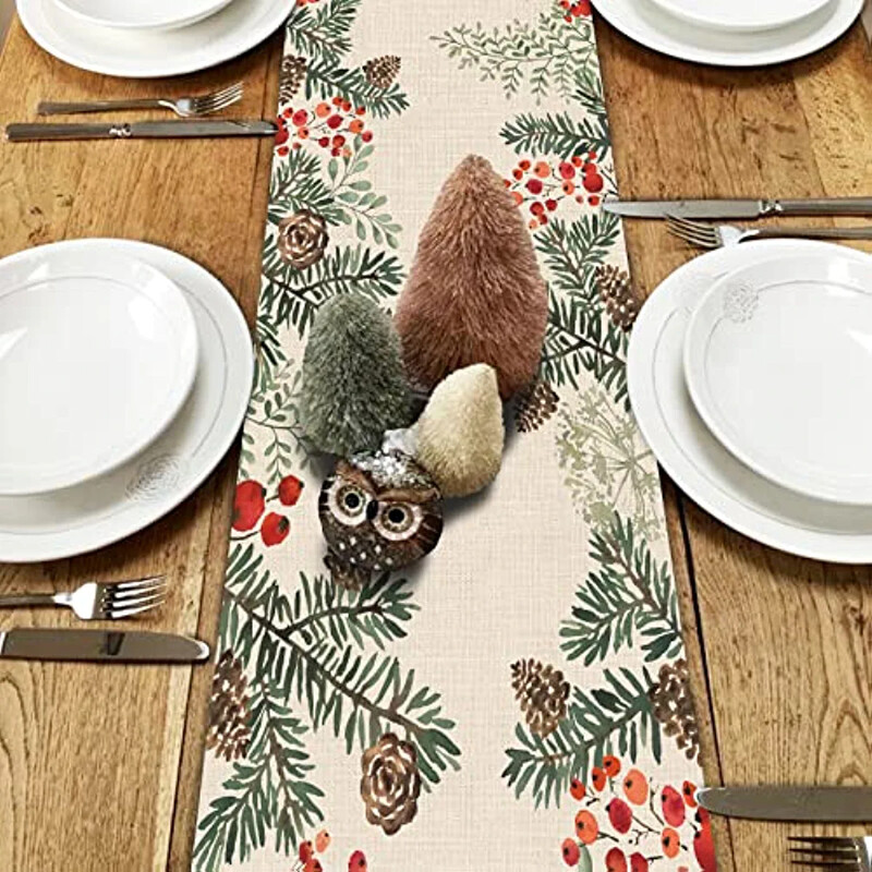 Aleer de masă cu ac cu con de pin, aleer de masă cu plante cu acuarelă, decor de bucătărie de acasă, decor rustic de vacanță pentru restaurante, consumabile pentru petreceri