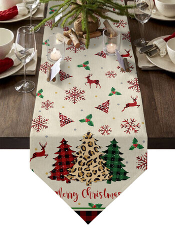 Christmas Snowflake Elk Lenn Table Runner Christmas Dinner Party Wedding Dustproof Table Runners Decoracion De Navidad 2022