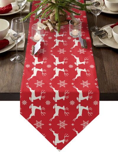 Коледна снежинка Elk Linen Table Runner Коледна вечеря Сватбени прахоустойчиви пътеки за маса Decoracion De Navidad 2022