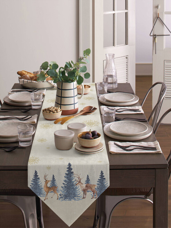 Коледна снежинка Elk Linen Table Runner Коледна вечеря Сватбени прахоустойчиви пътеки за маса Decoracion De Navidad 2022
