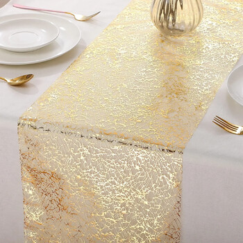 30x500cm Χρυσό Τραπέζι Runner Μεταλλικό Glitter Τραπεζομάντηλα Runner Μεταλλικό Ρολό Ορθογώνιο για Διακόσμηση Τραπεζιού Γάμου Γάμου γενεθλίων