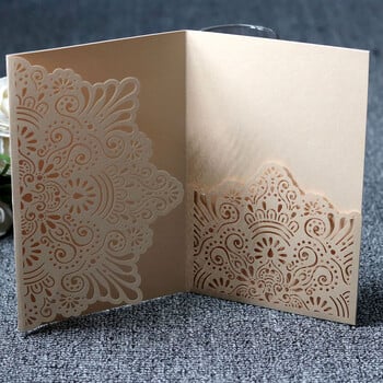 10 τμχ 13 Χρώματα Laser Cut Noble Flora Προσκλητήρια Κάρτα Κομψοί Φάκελοι Μπομπονιέρα Δαντέλας Διακόσμηση για Γάμο