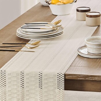 Βαμβακερό και λινό Vintage Τραπέζι Runner Boho Table Runner για Διακόσμηση σπιτιού Πανί Τραπεζαρίας Τραπεζαρίας Πανί Τραπέζι σαλονιού Φούντα Τραπέζι Σημαία