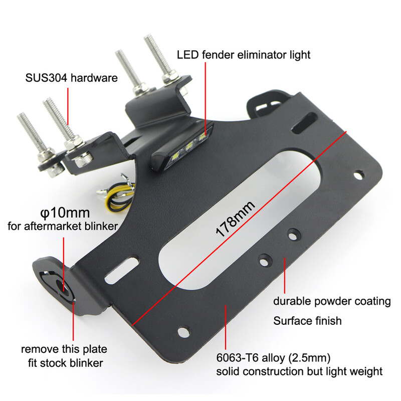Rendszámtábla tartó Yamaha MT-07 FZ-07 2014 2015 2016 2017 2018 2019 2020 2021 2022 hátsó farok rendezett sárvédő készlethez