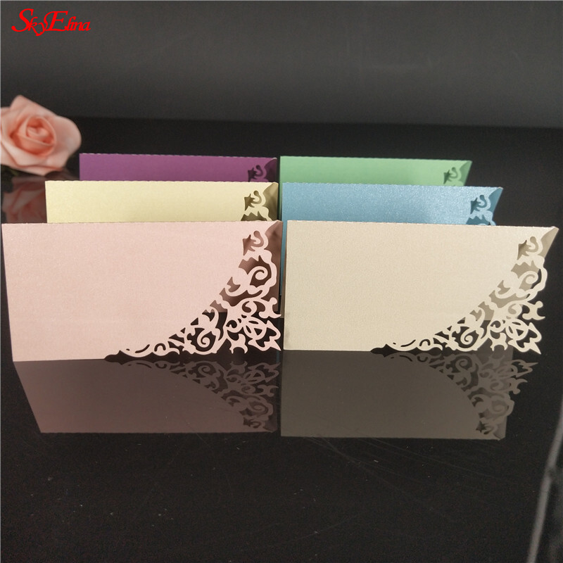 10/50/100 tk Õõnes Luksuslik laud Nimi Kohakaardid Pulmad Jõulud Sünnipäevapeo Kutsekaardid Lauakaunistus 5Z