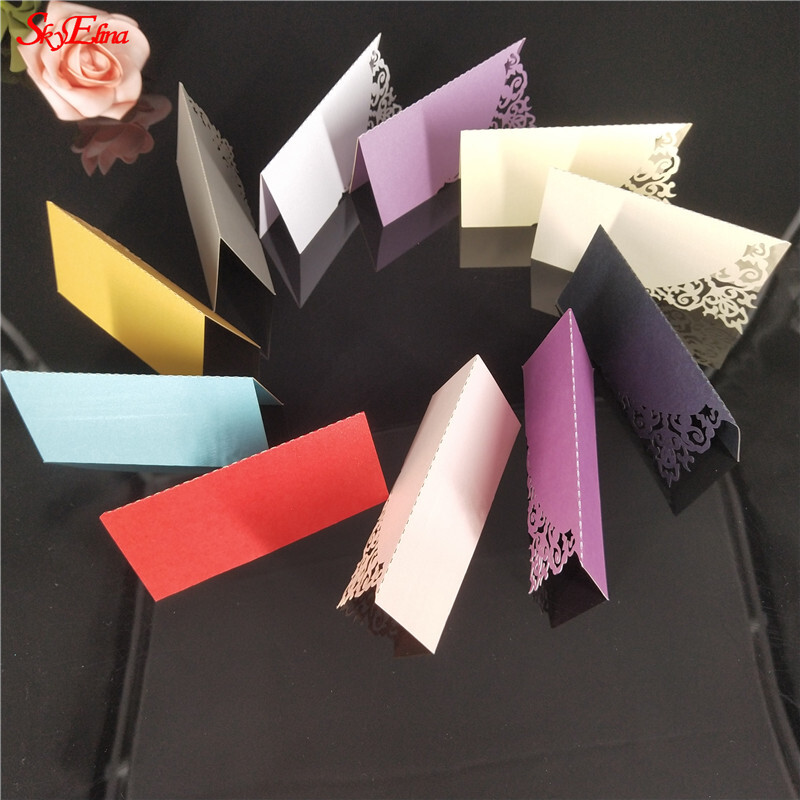 10/50/100 tk Õõnes Luksuslik laud Nimi Kohakaardid Pulmad Jõulud Sünnipäevapeo Kutsekaardid Lauakaunistus 5Z