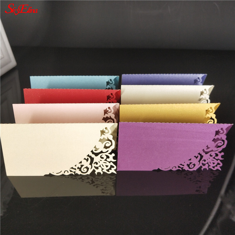 10/50/100 tk Õõnes Luksuslik laud Nimi Kohakaardid Pulmad Jõulud Sünnipäevapeo Kutsekaardid Lauakaunistus 5Z