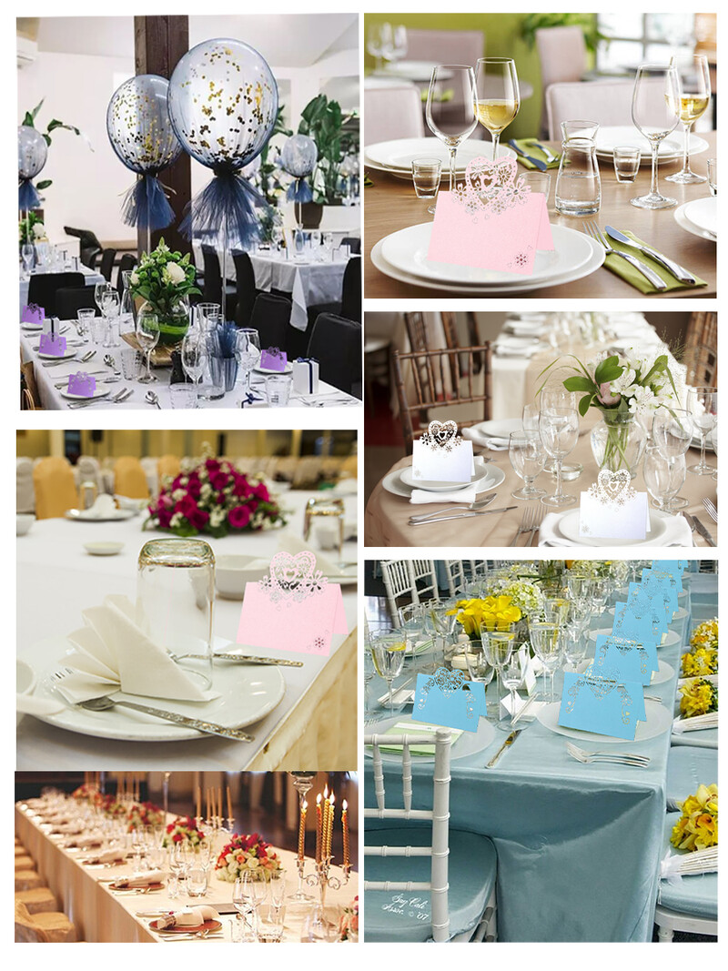 50vnt Vietos atvirukai Vestuvių vakarėlio dekoravimas Stalo dekoras Lentelės pavadinimas Pranešimas Sveikinimo atvirukas Renginio Vakarėlio reikmenys Sėdėjimo kortelė