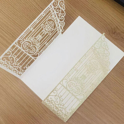 10 vienetų lazeriu pjaustytų vestuvių vartų meilės durų kvietimo kortelė juoda rožinė auksinė sužadėtuvių vakarėlio sveikinimo kvietimai IC165