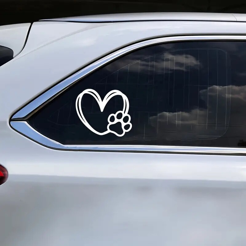 Aranyos kutyamancs, szív alakú design autómatrica, rajzfilm, állat, örökbe fogadni kutya macska szerelmes kisállat autómatrica.
