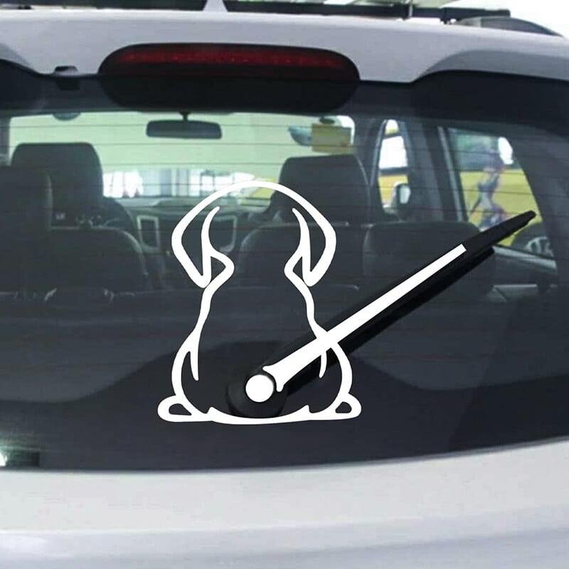 1 ks dekoratívna nálepka na zadný stierač auta s kresleným psom, vinylová vodeodolná nálepka, nálepka na zadný stierač auta GM nákladné auto