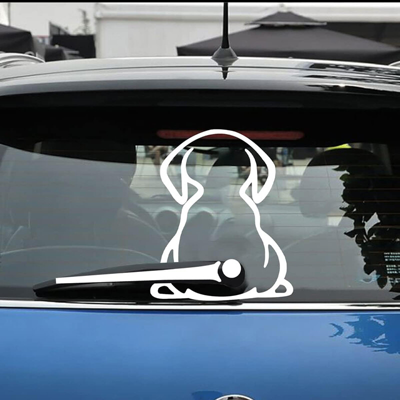 1 ks dekoratívna nálepka na zadný stierač auta s kresleným psom, vinylová vodeodolná nálepka, nálepka na zadný stierač auta GM nákladné auto
