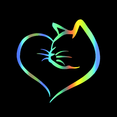 Neperšlampamas Cat & Heart automobilio lipdukas – patvarus PVC, naktinis saugus išorinis automobilio dekoras