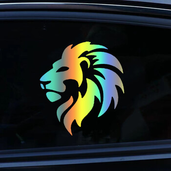 13,5x15 cm Dye Cut Vinyl Decal Pack - Mirrored Lion Decals για αυτοκίνητα, φορτηγά, φορητούς υπολογιστές και άλλα