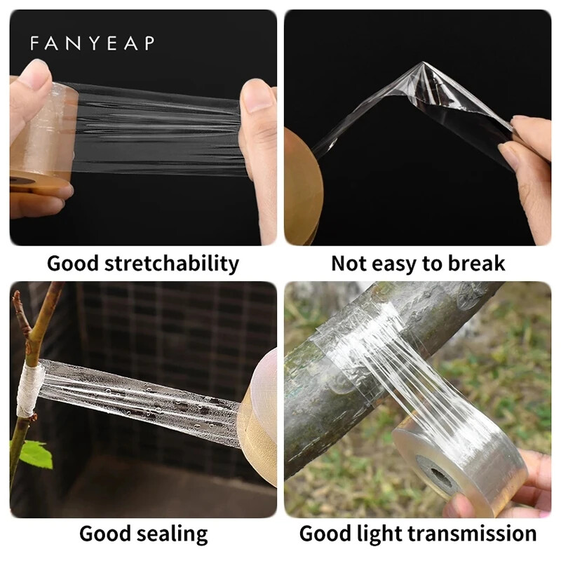 1vnt PE lanksti skiepijimo juosta plėvelė Lipni sodo medžių ritininė juosta medžiams skiepyti augalus skiepyti, tempianti 3/4 cm pločio