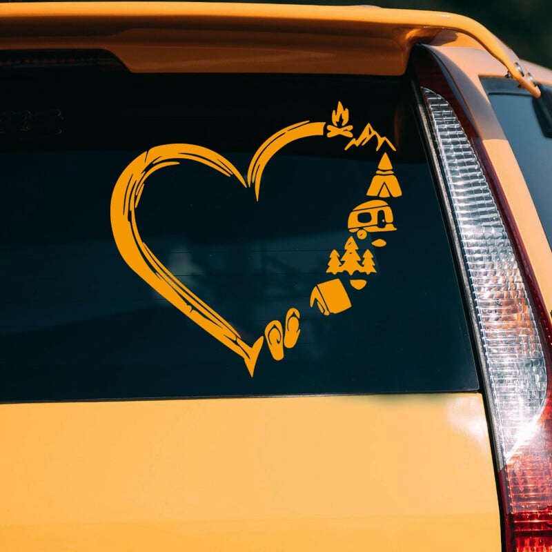 Milujem cestovanie/kempovanie, cestovanie v obytnom aute, dekoratívne nálepky na okná karosérií, doplnky na auto, kombi/láska k tvorbe