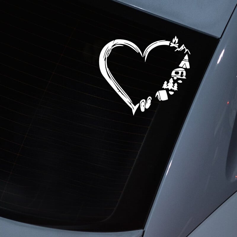 Milujem cestovanie/kempovanie, cestovanie v obytnom aute, dekoratívne nálepky na okná karosérií, doplnky na auto, kombi/láska k tvorbe