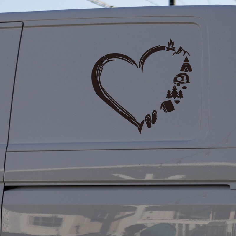 Milujem cestovanie/kempovanie, cestovanie v obytnom aute, dekoratívne nálepky na okná karosérií, doplnky na auto, kombi/láska k tvorbe