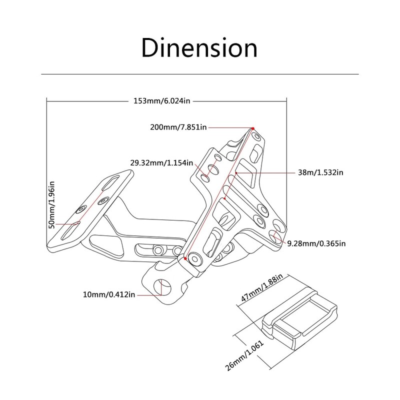 LED šviesos laikiklis skirtas Yamaha MT 125 MT-125 2014 2015 2016 2017-2023 MT125 motociklo valstybinio numerio laikiklio numerio ženklo rėmas
