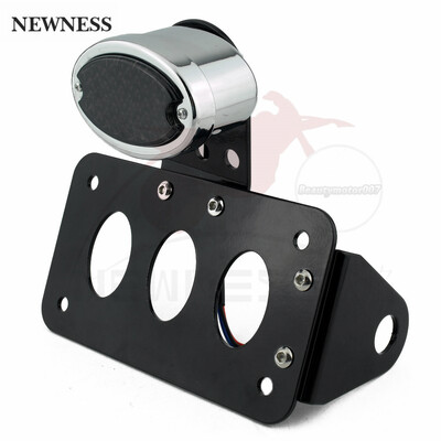 Motociklo valstybinio numerio ženklo laikiklis šoninis LED ovalus galinis žibintas, vertikalus horizontalus, skirtas Harley Sportster Bobber Chopper