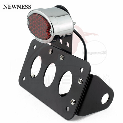 Motociklo valstybinio numerio ženklo laikiklis šoninis LED ovalus galinis žibintas, vertikalus horizontalus, skirtas Harley Sportster Bobber Chopper