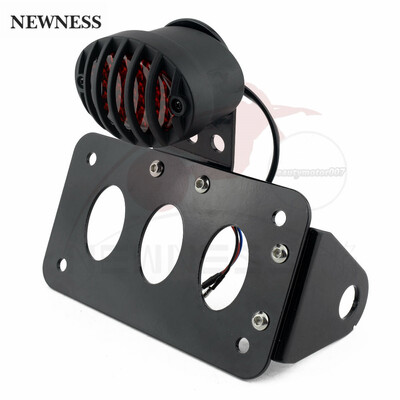 Motociklo valstybinio numerio ženklo laikiklis šoninis LED ovalus galinis žibintas, vertikalus horizontalus, skirtas Harley Sportster Bobber Chopper