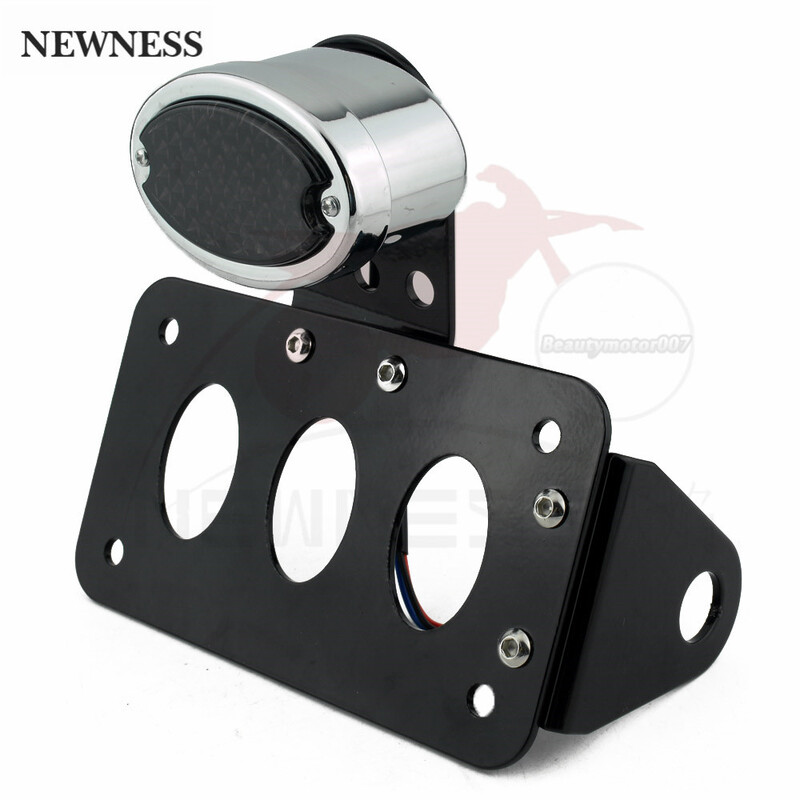 Motociklo valstybinio numerio ženklo laikiklis šoninis LED ovalus galinis žibintas, vertikalus horizontalus, skirtas Harley Sportster Bobber Chopper