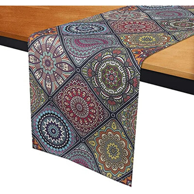 Boho dekor mandala kvety textúra ľanu vlastné prestieradlá na stôl na stolovanie svadba domov párty prestieradlo