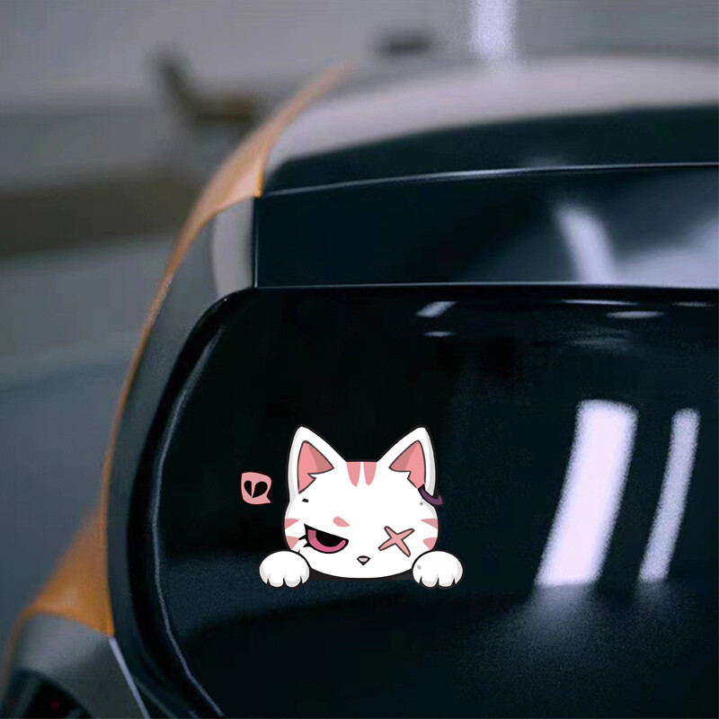Zhaogi mačacie auto roztomilé mačacie nálepky na auto nálepky na sklenený kryt nálepky na škrabance na elektrické auto kreslené nálepky na karosériu dekoratívne doplnky