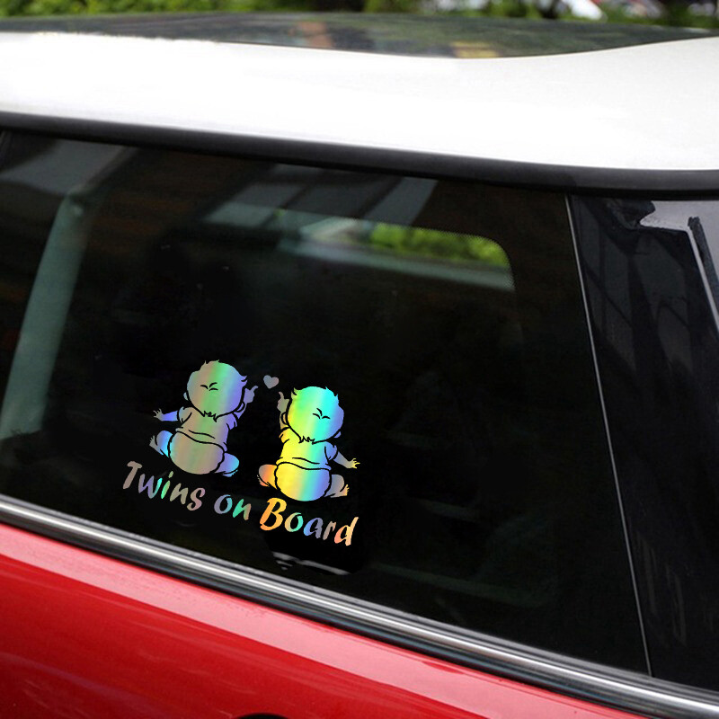 Automobilio lipdukas Dvynių kūdikiams ant laivo lipdukai 3D lipdukai ant automobilio atspindinčio motociklo automobilio modelio 19,1 cm* 12,5 cm