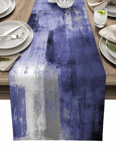 Absztrakt olajfestmény művészet étkezőasztal-futó Country Decor Foltosodásgátló asztali futóasztalhoz Esküvői asztaldísz