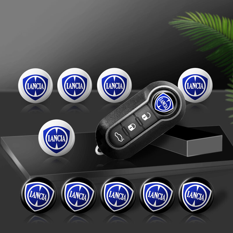 Kiváló minőségű 5 db 14 mm-es autós távirányító kulcstartó embléma jelvény rádiógomb matrica dekor Lancia Delta 3 Ypsilon Phedra Musa Voyage készülékhez