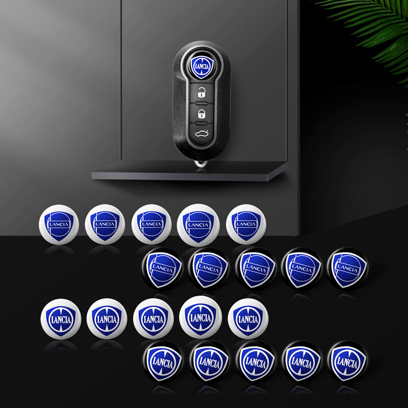Kiváló minőségű 5 db 14 mm-es autós távirányító kulcstartó embléma jelvény rádiógomb matrica dekor Lancia Delta 3 Ypsilon Phedra Musa Voyage készülékhez