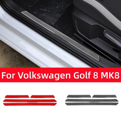 Pentru Volkswagen VW Golf 8 MK8 2020 2021 Protector de prag auto autocolante decorative capac fibra de carbon accesorii de interior auto