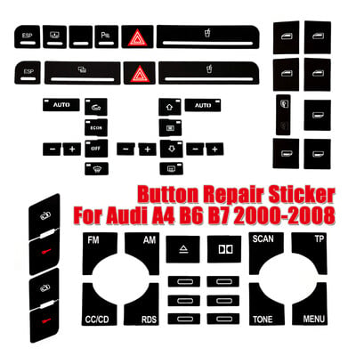 Για Audi A4 B6 B7 Repair Sticker 2000 To 2008 Κουμπί επισκευής κουμπιού ηλεκτρικού παραθύρου Κιτ επισκευής για πίνακα οργάνων ESP Alarm Climate button